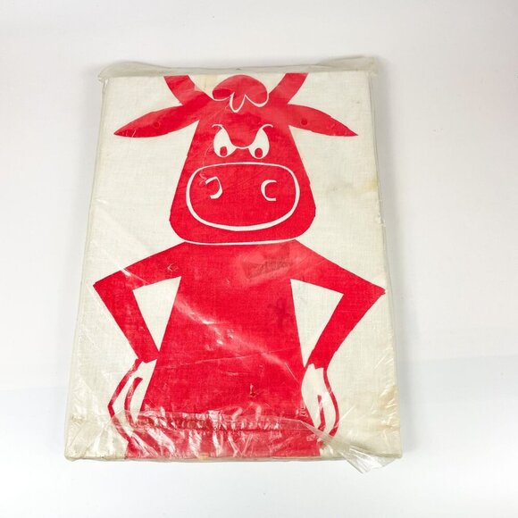 Vtg Parvin BBQ Set Apron Hat Mitt Cow Bull Print Lot-A-Bull Chefs Gift Cooking - Picture 3 of 5